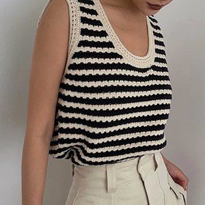 Commense Striped Crochet Sweater Vest - Never Worn